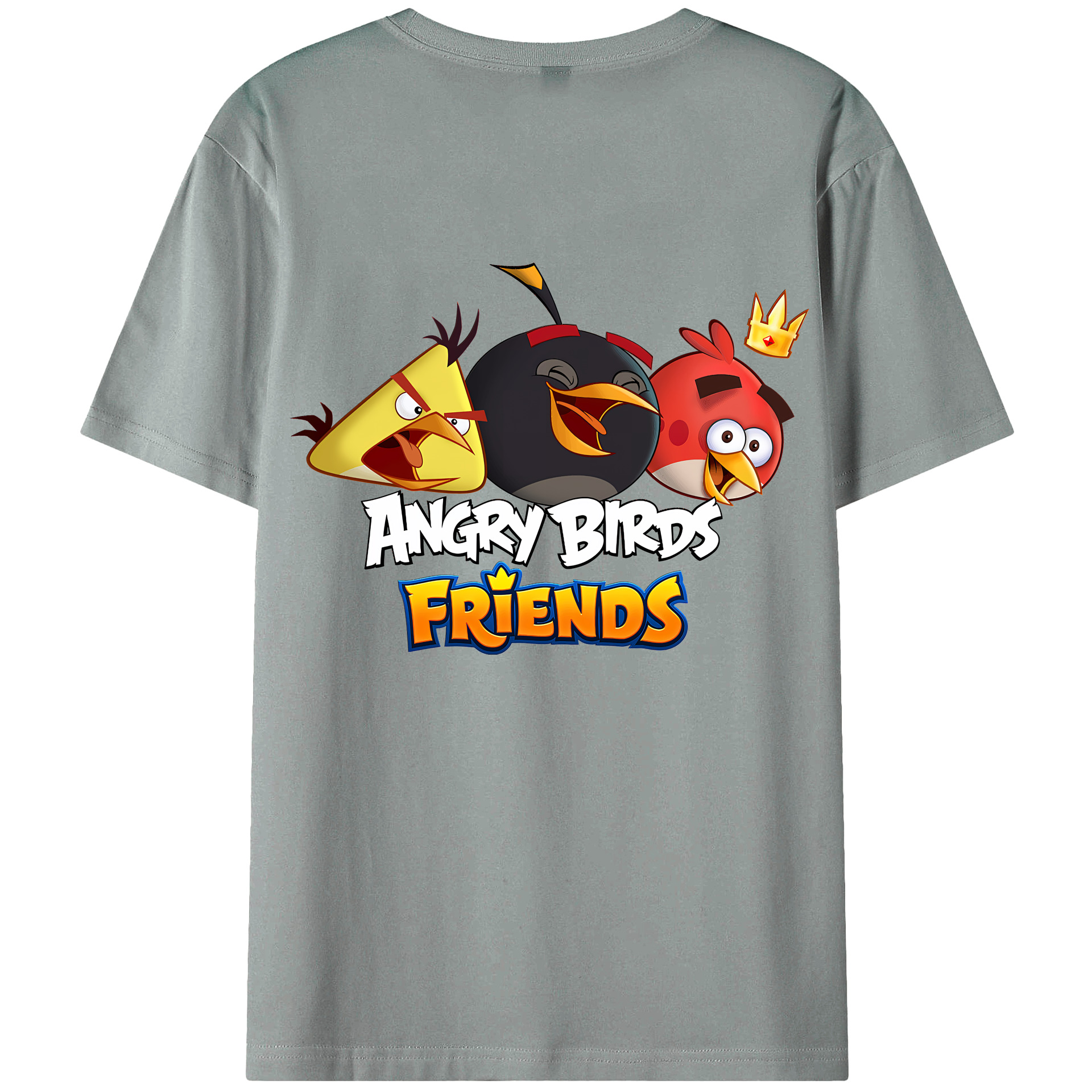 （画像用） Angry Birds アングリーバード 綿100％ メンズ半袖Tシャツ（バックプリント） 通気性